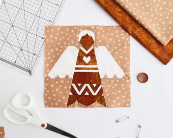 Gingerbread angel quilt pattern / Cookies angel / FPP Pattern / PDF
