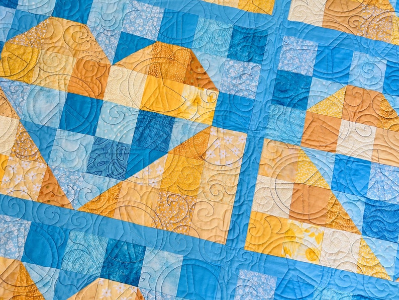 Ukraine hearts blanket / Patchwork quilt blanket / Blue and yellow color / Lovely gift / Rise of Freedom image 2