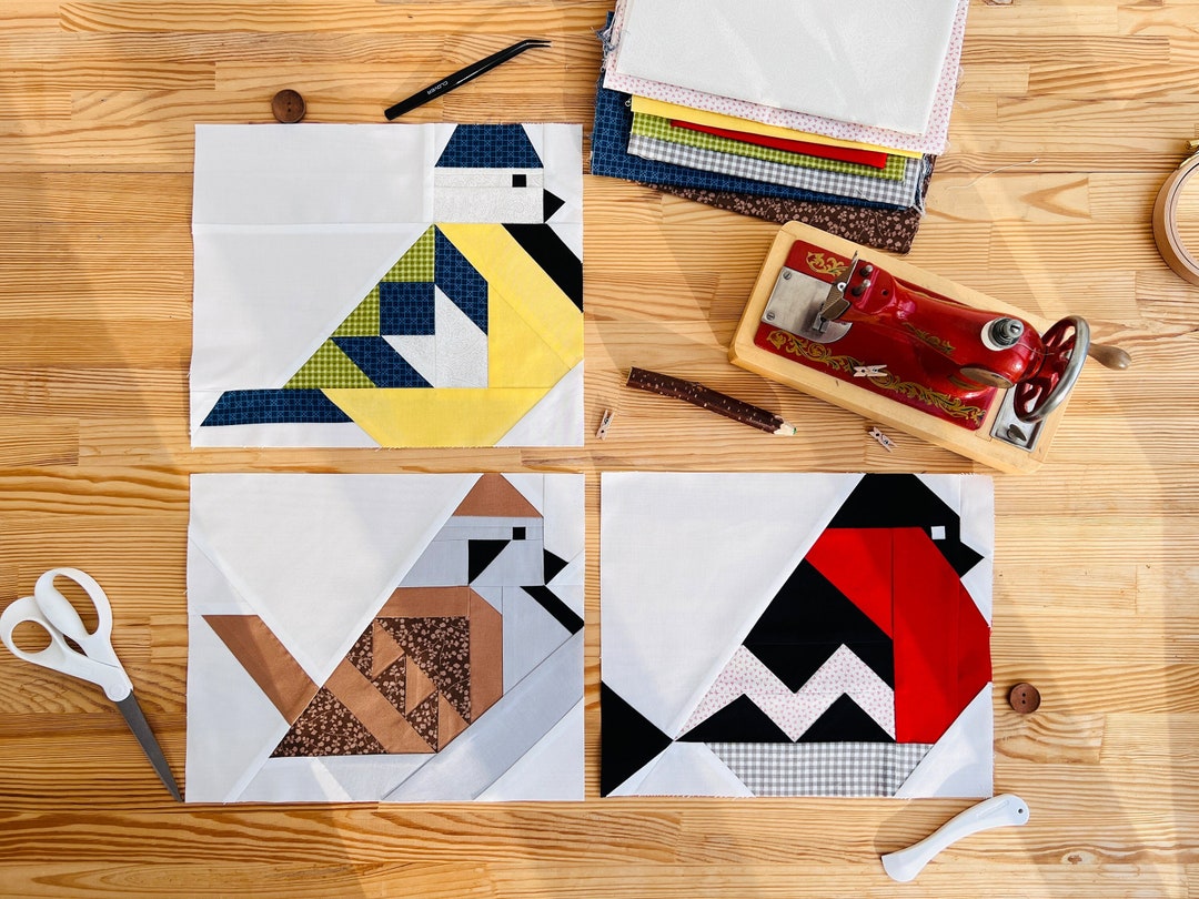 Set Birds / Bullfinch / Blue Tit / Sparrow / Mini Bird Quilt Patterns ...