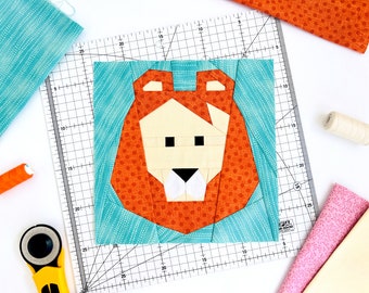 Lion quilt pattern / PDF pattern / Foundation Paper Piecing / FPP Pattern / Animal faces / Jungle quilt pattern / My zoo