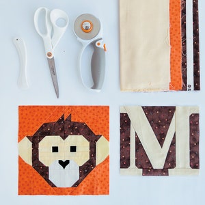 Monkey quilt pattern / PDF pattern / Foundation Paper Piecing / FPP Pattern / Animal faces / My zoo