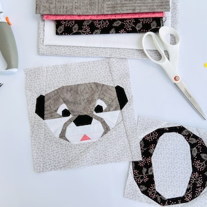 Otter quilt pattern  / PDF pattern / Foundation Paper Piecing / FPP Pattern / Animal faces / My zoo