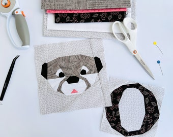Otter quilt pattern  / PDF pattern / Foundation Paper Piecing / FPP Pattern / Animal faces / My zoo