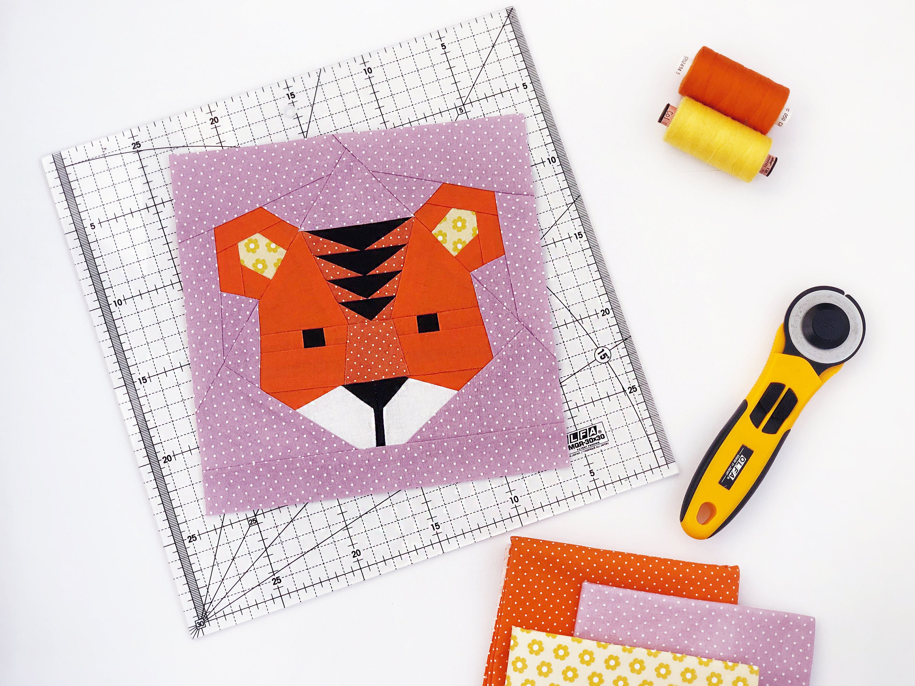 Tiger Patchwork Quilt Pattern Tiger Quilt Block / PDF Pattern / Animal Faces / Paper Piecing Quilt ...