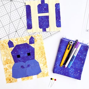 Hippo quilt pattern / FPP patterns / PDF / Animal faces