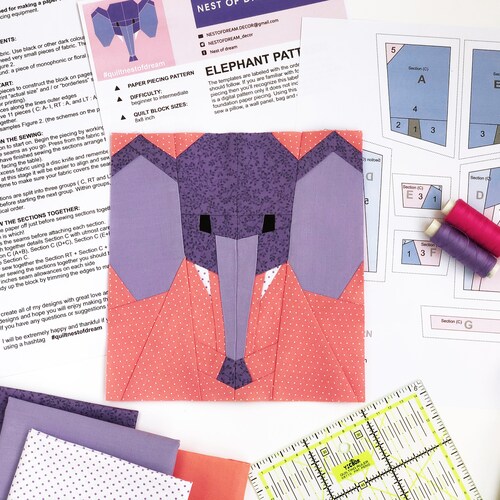 African Elephant Paper-piecing Quilt Pattern PDF - Etsy