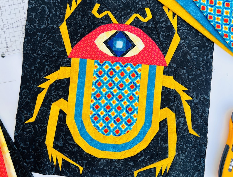 Printable Scarab Pattern Scarab Quilt Pattern / Beetle Pattern / PDF Pattern / Foundation Paper ...