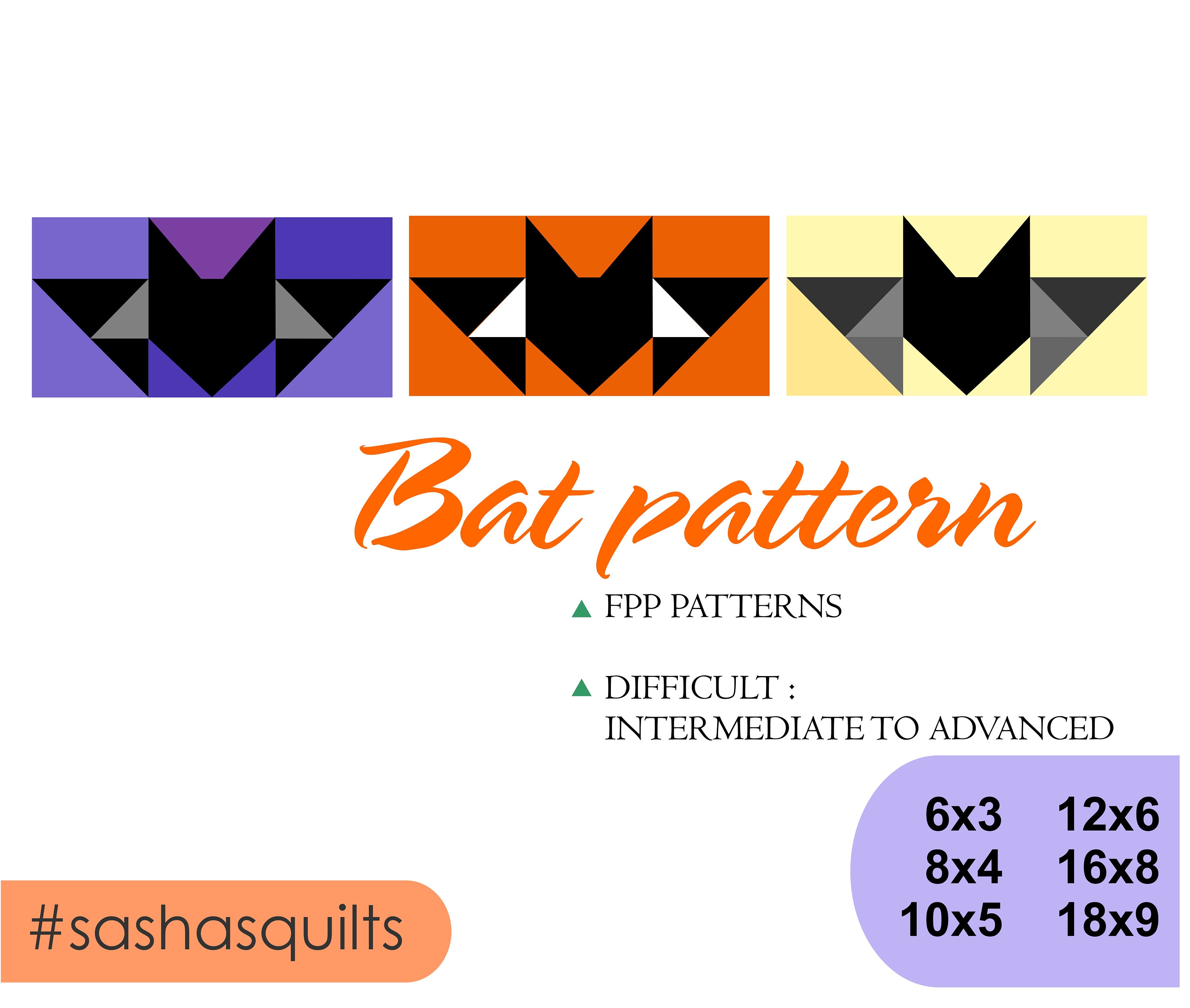 Bat Pattern / Halloween Quilt Block / Paper Piecing Quilt Patterns ...