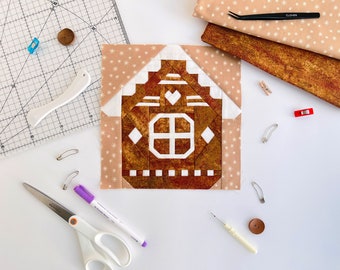 Gingerbread house quilt pattern / Cookies house / FPP Pattern / PDF