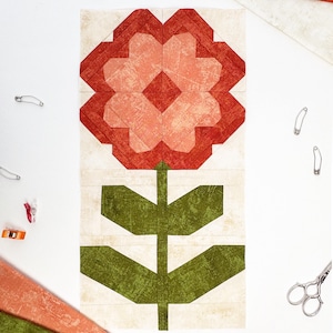 Dahila Flower Quilt Block Pattern / Flower FPP pattern / PDF pattern