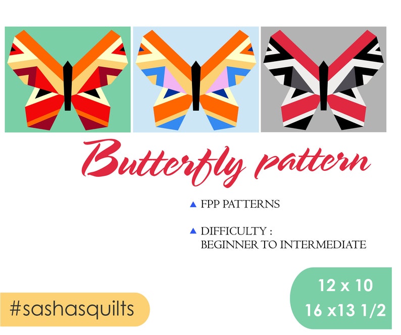 Graphic Butterfly Pattern / PDF Pattern / Foundation Paper Piecing ...