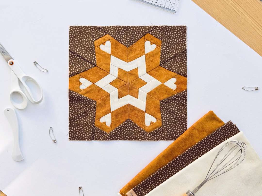 Gingerbread Snowflake Quilt Pattern / Cookies Snowflake / FPP Quilt ...