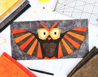 Owl pattern / Halloween quilt block / Paper piecing quilt patterns / Quilt block owl / PDF pattern