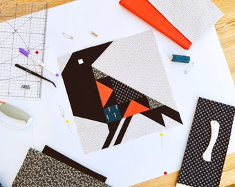 Modern crow pattern / Raven / Paper piecing quilt patterns / Bird FPP patterns / PDF pattern