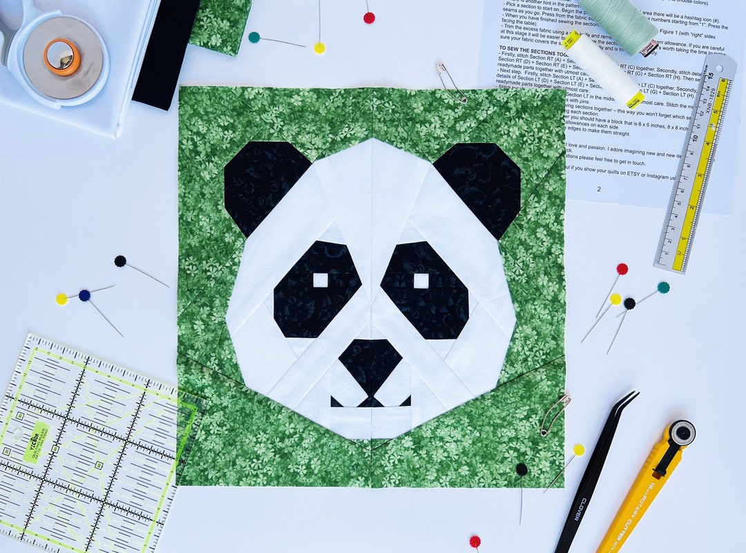 Panda Quilt Pattern / PDF Pattern / Foundation Paper Piecing / FPP Pattern / Animal Faces / My