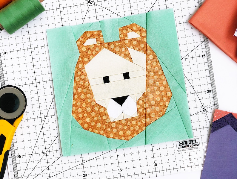 Quilt Block Lion / PDF Pattern / Animal Faces / Paper Piecing Etsy