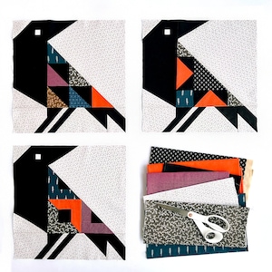 Set modern crow patterns / Raven / Paper piecing quilt patterns / Bird FPP patterns / PDF pattern