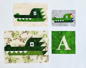 Alligator quilt pattern / Crocodile / PDF pattern / Foundation Paper Piecing / FPP Pattern / Animal faces / My zoo