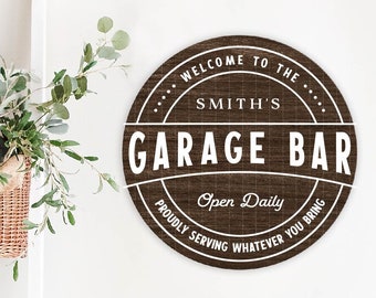Garage Bar SVG, Serving whatever you bring svg, customizable last name,  Family Name SVG,  farmhouse svg, farmhouse sign svg, round sign
