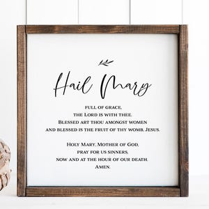 Weesgegroet, katholiek gebed, rozenkrans, christelijk bord, wanddecor, geloof, religieus houten bord, dankzegging, katholiek huisdecor