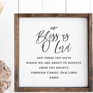 Bendícenos Señor, oración católica antes de la comida, oración cristiana, decoración de pared, fe, letrero religioso de madera, acción de gracias