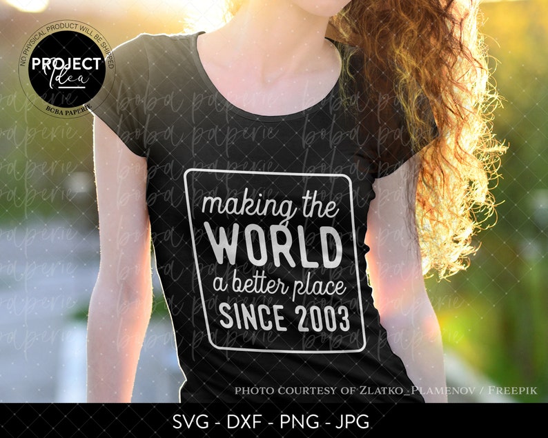 Die Welt zu einem besseren Ort machen seit 2003, Geburtstag SVG, geboren 2003, Geburtstag Shirt png, diy Geburtstagsgeschenk, Cricut, Silhouette Download Bild 2