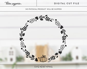 Fall Wreath SVG Cut File, Fall svg,  farmhouse sign, wreath  decor, leaves wreath svg, fall decor svg, fall shirt svg, wreath svg