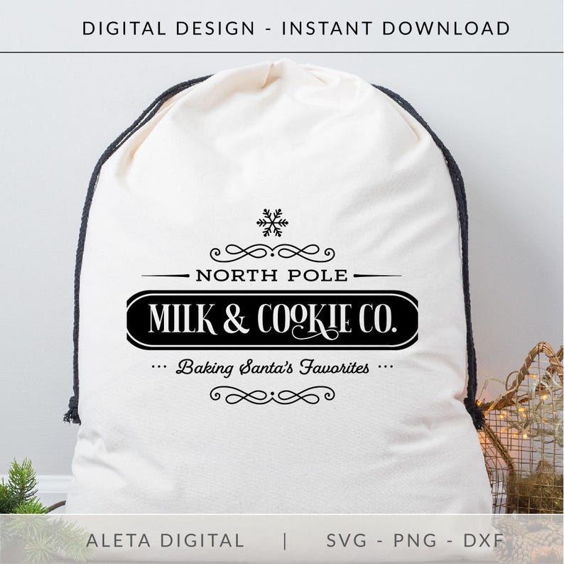 North Pole Milk and Cookie Co Svg, Christmas SVg, Christmas Kitchen Sign Svg, Farmhouse Pillow Svg, Modern Farmhouse Svg, Farmhouse Sign Svg image 3