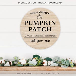 Pumpkin Patch svg, fall svg, fall decor svg, wood sign svg, autumn svg, rustic svg, rustic farmhouse svg, modern farmhouse svg, pumpkin svg image 6
