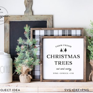 Arbres de Noël frais de la ferme SVG, svg de Noël, signe de Noël de la ferme, panneau en bois de Noël, svg de la ferme, svg de signe de Noël