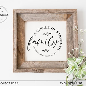 family svg, a circle of strength, founded on faith svg, joined by love svg, home svg, family quote svg, family saying svg, modern famhouse