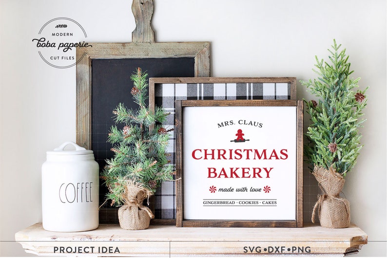 Christmas Sign SVG Bundle, Weihnachtsbäckerei svg, Mistelzweig svg, Schlittenfahrten svg, Milchkeks svg, Zuckerstangen, Nordpol Bett Frühstück svg Bild 4