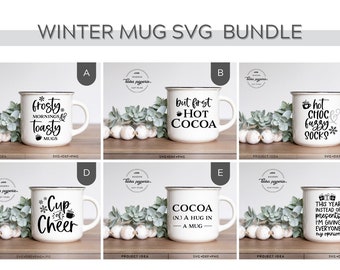 Weihnachtsbecher SVG Bundle, Kaffeetasse SVG Bundle, Winterkaffeetasse, heiße Schokoladenbecher svg, Winter Zitat, Winter-Shirt, Winterbecher