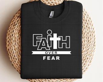 Glaube über Angst SVG, christliche SVG für Cricut, religiöses Shirt-Design, Bibel-Vers-Schnittdatei, Schrift-Zitat, Jesus dxf png