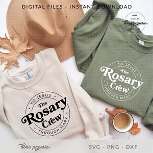 de rozenkransbemanning svg, tot Jezus via Maria, katholiek gebed, christelijk shirt svg, wanddecor, geloof, legioen van Maria, katholieke svg, doopsel