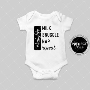 Melk lekker dutje herhalen SVG, babysvg, pasgeboren svg, babycitaat svg, babyshower svg, baby leven svg, baby gezegde svg, babyshower cadeau svg