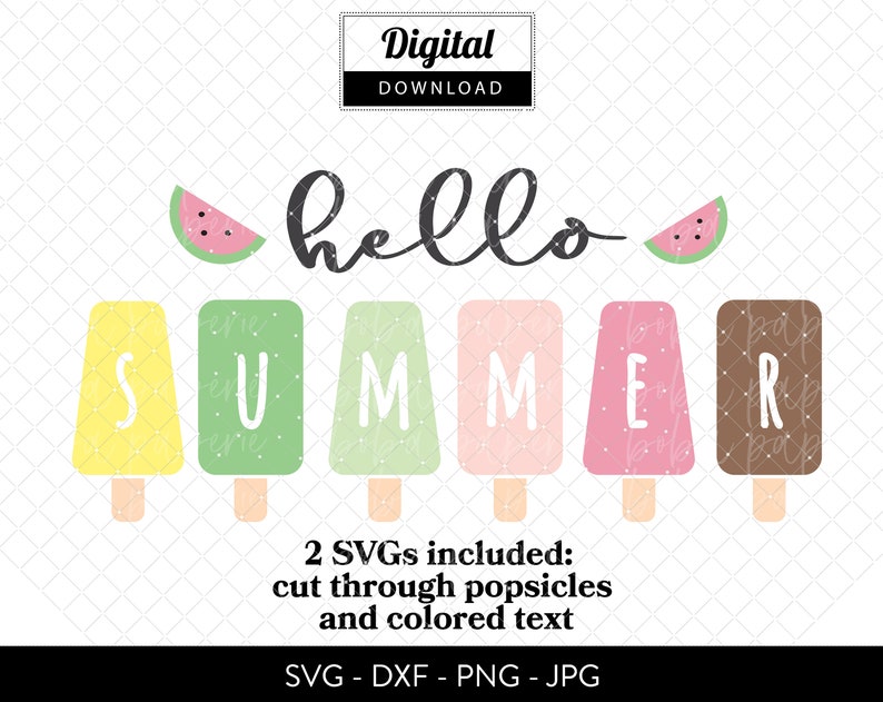 Download Hello Summer SVG Popsicles SVG Watermelon sign Cute Summer | Etsy