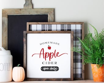Sidra de manzana casera SVG, otoño SVG, letrero de madera SVG, otoño SVG, rústico SVG, granja rústica SVG, granja moderna SVG, letrero rústico de otoño