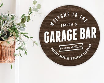 Garage Bar sign, customizable last name,  Family Name SVG,  farmhouse svg, farmhouse sign svg, round sign