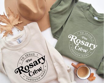 the Rosary Crew svg, to Jesus through Mary, catholic prayer, christian shirt svg, wall decor, faith, legion of Mary, catholic group shirt