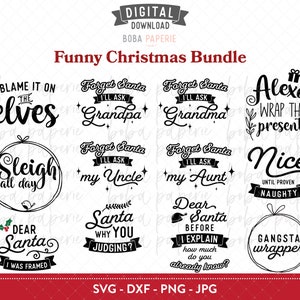 Funny Christmas SVG bundle,  Christmas ornament svg, 12 Funny Christmas Shirt Svg Quotes | INSTANT DOWNLOAD