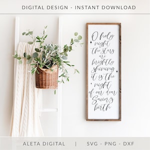 O Holy Night SVG, Christmas Song Lyrics Svg, Christmas Sign Svg,  Holiday Cut File, Christian Svg, Religious Svg
