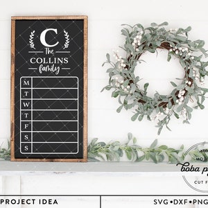 Monogramme cuisine menu SVG coupe fichier, cuisine signes svg, décor de cuisine de ferme, menu hebdomadaire svg, svg de programme hebdomadaire, svg de famille