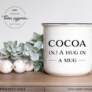 Cacao un câlin dans une tasse SVG, svg définition cacao, tasse de cacao chaud SVG, tasse hiver svg, tasse chocolat chaud svg, svg tasse Noël, vacances SVG