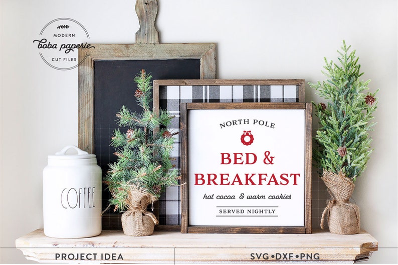 Christmas Sign SVG Bundle, Weihnachtsbäckerei svg, Mistelzweig svg, Schlittenfahrten svg, Milchkeks svg, Zuckerstangen, Nordpol Bett Frühstück svg Bild 2