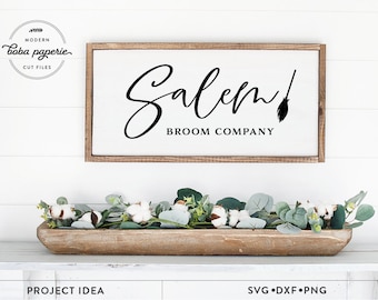 Salem Broom Company SVG, SVG d'Halloween, signe d'Halloween, balai de sorcière svg, svg de la ferme, signe bois svg, svg de décoration halloween, svg de chemise