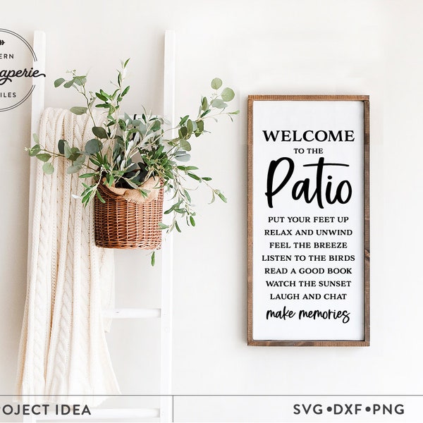 Welcome to the Patio SVG, Patio Rules SVG,, Vertical sign, relax, read a good book, patio sign svg, patio decor svg, porch wood sign