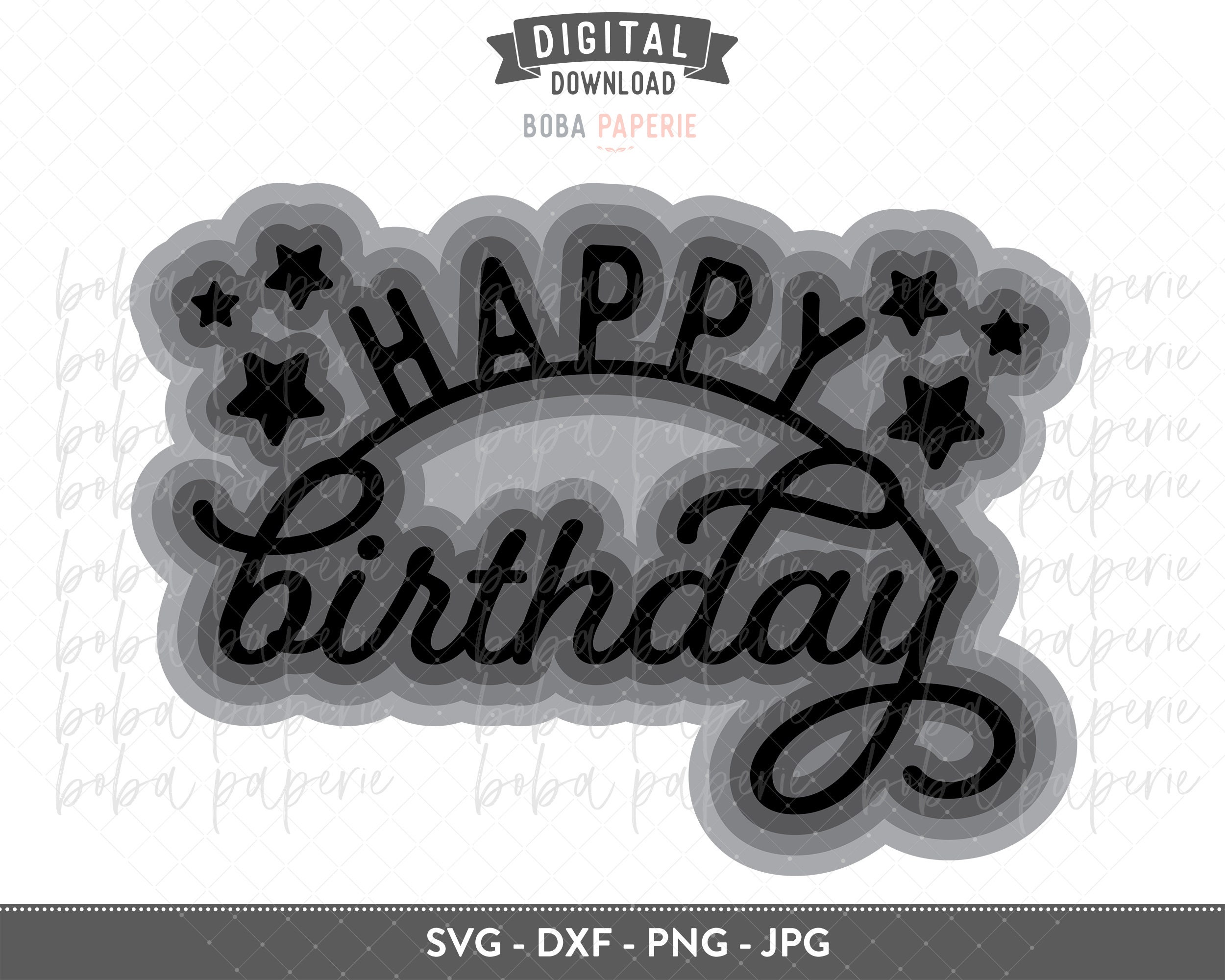 Happy Birthday Svg Cut File Layered Birthday Cake Topper Svg Etsy