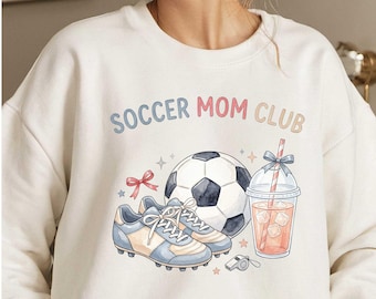 Soccer Mom Club PNG, Coquette Soccer Ball Sublimation Design, Watercolor Sports Mom Shirt, Soccer Mama Bow Digital Download, Retro Game Day