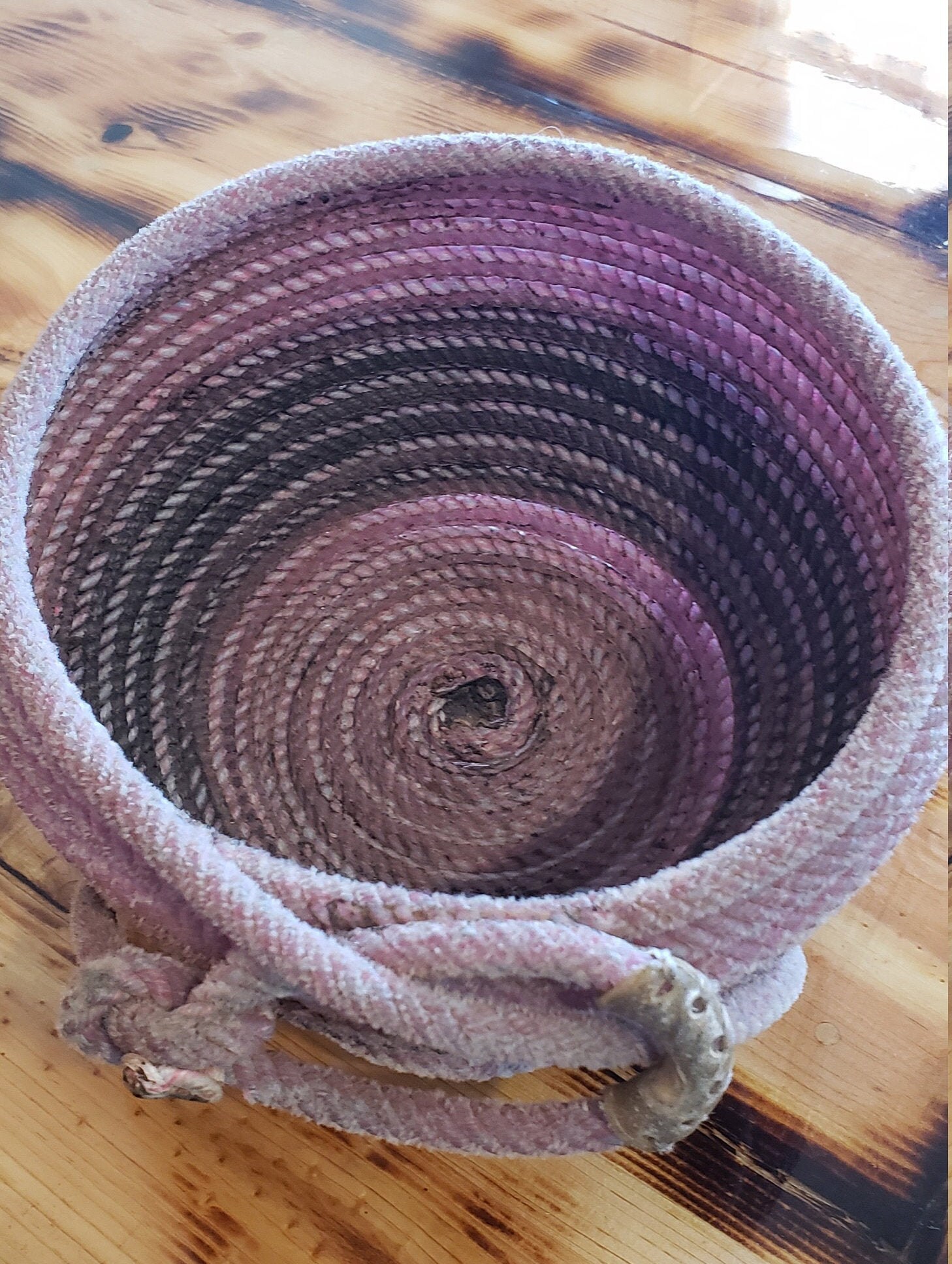 Lariat Rope Basket Pink With Dark Rings | Etsy